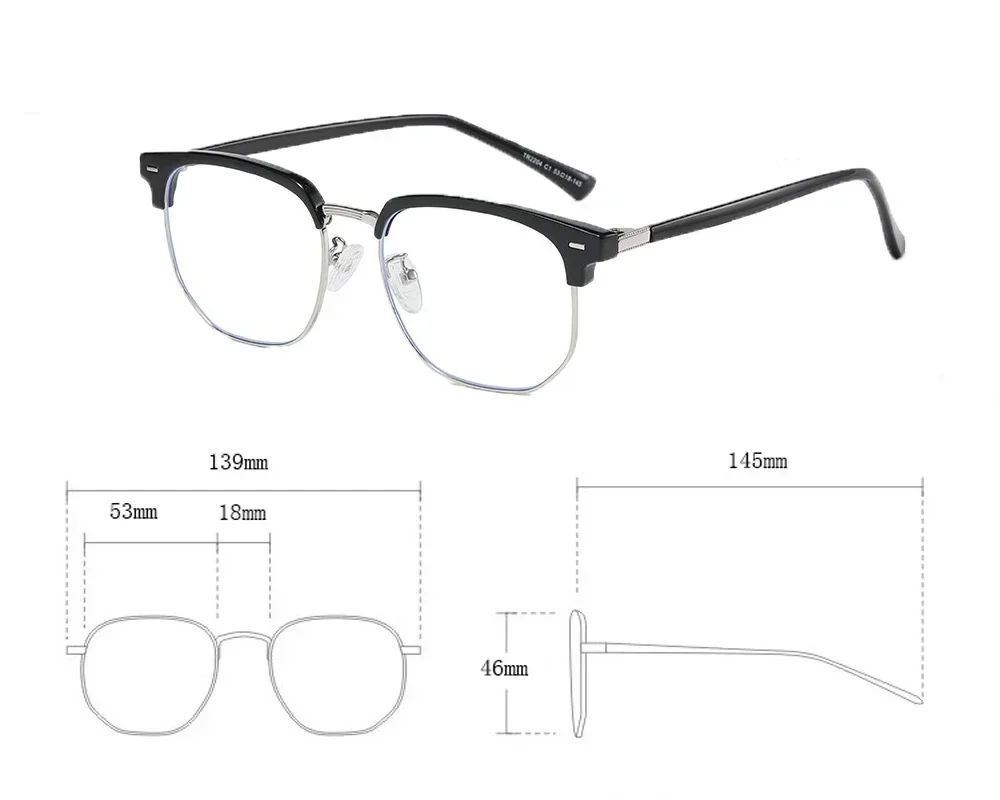 Metal Round Face Near Sight Glasses Male Anti-blue Light Myopia Eyeglasses Half Frame Optical Business Short Sight Eyewear - Image 6