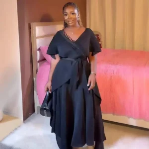 Plus Size Two-Piece Suit Miyake Pleated Pleated Pleated Suspender Asymmetrical Dress + Tassel Outer Shirt + Belt Slimming Look