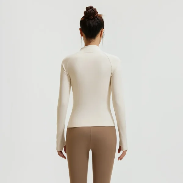 Juyitang peach color matching three-piece nude yoga set running waist fitness set - Image 3