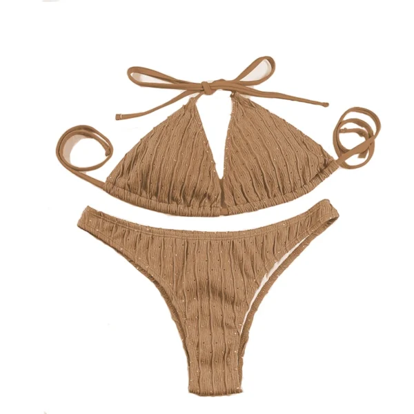 2025 Jacquard Drawstring Two Piece Swimsuit Female Swimwear Women Bikini Set Bather Swimming Beachwear for Bathing Suit - Image 5