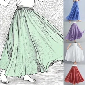 Boho Cotton Linen Beach Long Skirt Women Vintage Casual Solid A-line High Waist Dance Floor-Length Maxi Skirt Spring Summer New