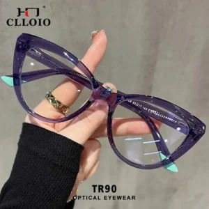 CLLOIO Stylish Cat-eye Frame Women Computer Anti Blue Light Reading Glasses Customizable Prescription Myopia Hyperopia Glasses