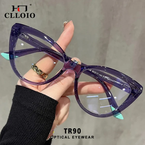 CLLOIO Stylish Cat-eye Frame Women Computer Anti Blue Light Reading Glasses Customizable Prescription Myopia Hyperopia Glasses