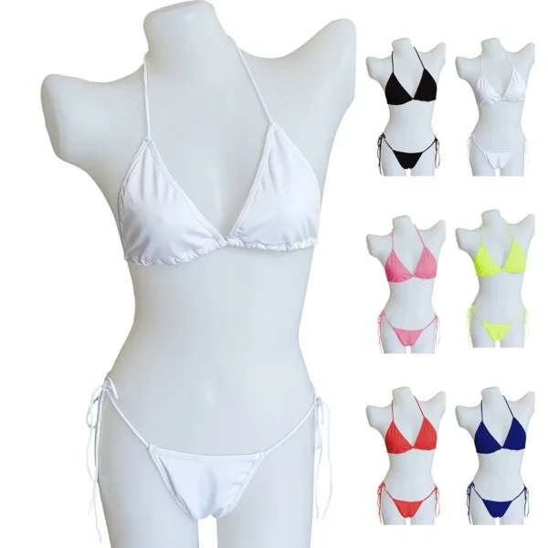Swimsuit Micro-Bikinis Women BreathableSwimwear High Cut Bathing Suits Push Up Biquinis Bandage Beachwear Solid Bikini Sets - Image 6