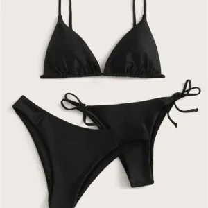 Black Bikini Extreme Swimsuit Triangle  String Swimwear 3Piece Bikinis Set Women Bathing Suit Beach Tangas Biquinis Feminino
