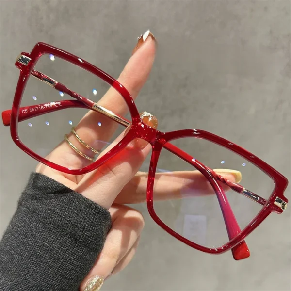 CLLOIO Premium Square Cat Eye Reading Glasses Fashion Women's Large Frame Myopia Glasses Anti Blue Light Prescription Eyeglasses - Image 2