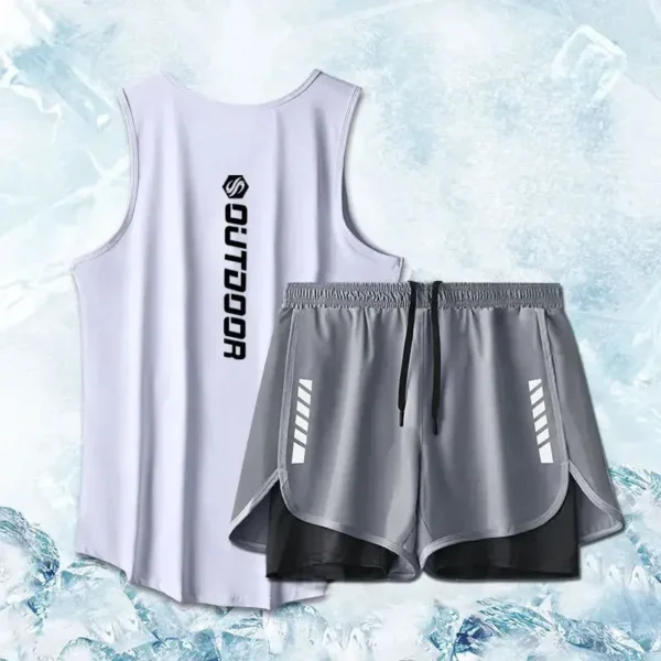 Sport Suits Men Summer Thin Quick Drying Vest+shorts Man's Set Fitness Running Suit Two-piece Set Mesh Ventilation Tracksuit