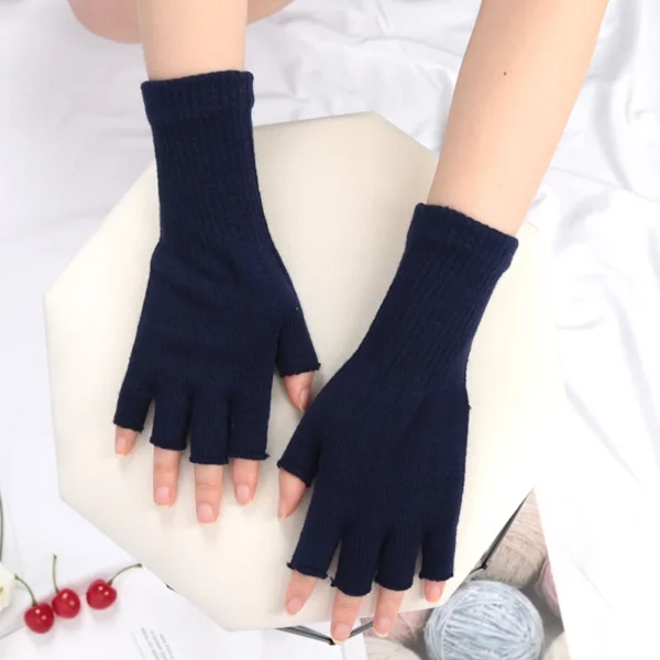 Long Gloves Black Fingerless Knitted Gloves for Men Women Warm Stretch Elastic Fashion Winter Outdoor Mitten Cycling Accessories - Image 5