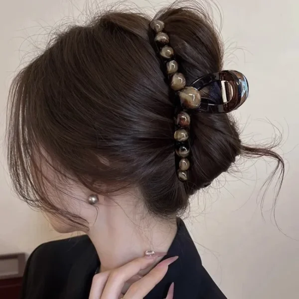 1Pcs Women's Retro Gradient Beaded Hair Claw Geometric Hairpin Shark Clip Fashion Hair Clip Hair Accessories - Image 2
