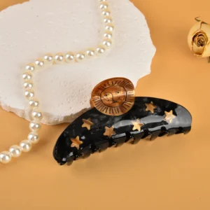 DuoShang French Retro Sunflower Stars Hair Claw Eco-friendly Acetate Claw Clips Crab Hair Clips for Women Girls Hair Accessories