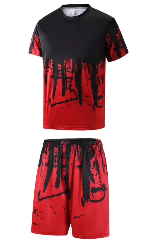 Men's Daily Wear Sport T-Shirt And Pants Set Casual Comfortable Fitness Running Outfit - Image 2