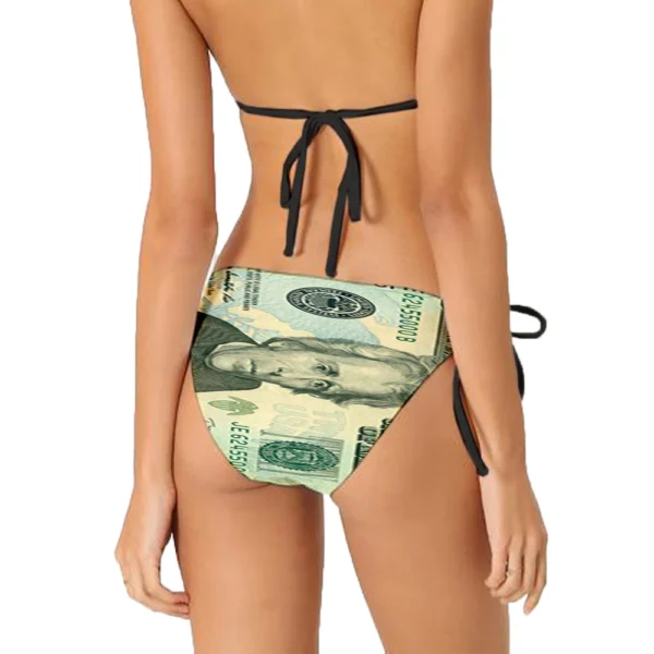 New dollar ladies bikini print two-piece swimsuit fashion  knitted currency bikini set summer beach party swimsuit - Image 3