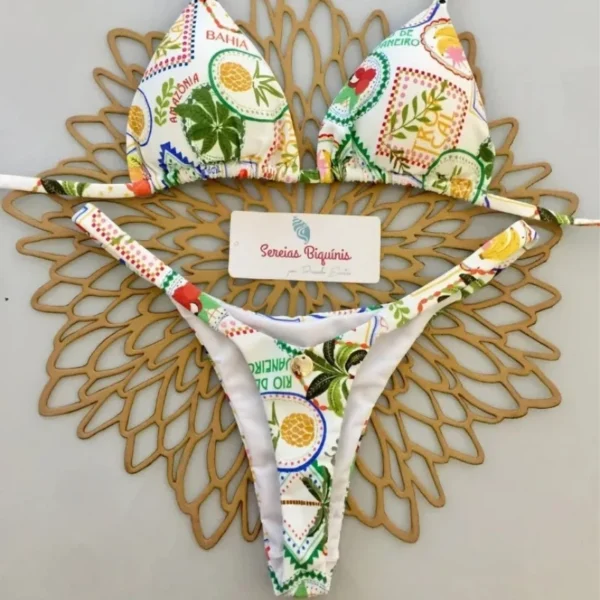Print Bikini Sets Halter Lace-up Tops Thongs Beach Style Bathing Suit Y2k Swimsuits Women Beachwear Купальник Женский 2025 - Image 3