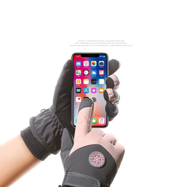 Winter Unisex Snowboard Ski Gloves PU Leather Non-slip Touch Screen Waterproof Motorcycle Cycling Fleece Warm Snow Gloves - Image 4