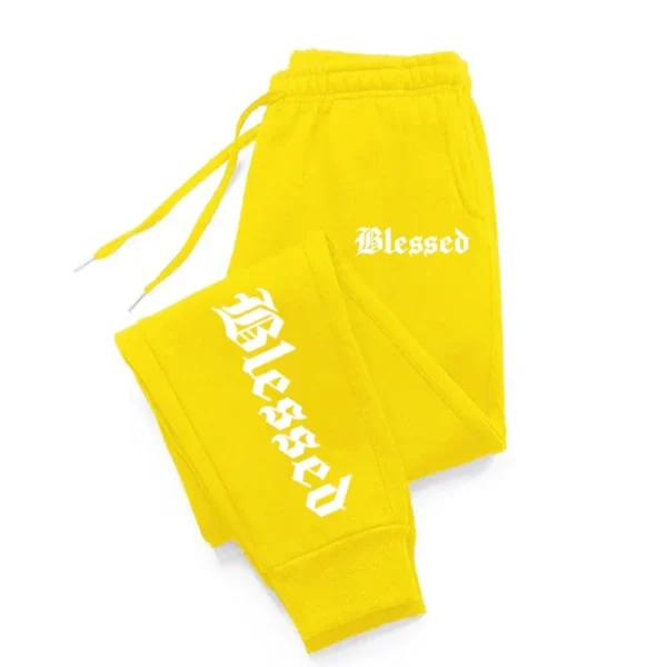 Letter of Blessing printed men's and women's activewear leggings Sportswear men's drawstring Y2K pants Jogging sweatpants - Image 3