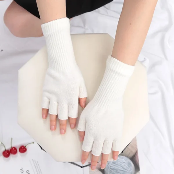 Long Gloves Black Fingerless Knitted Gloves for Men Women Warm Stretch Elastic Fashion Winter Outdoor Mitten Cycling Accessories - Image 6