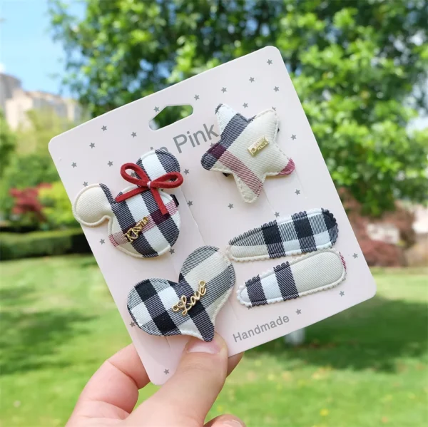 Plaid Hair Clips Set For Baby Girls Cartoon Animal Hairpins Kids Crown Hair Accessories Children Bows Barrettes Princess New - Image 5