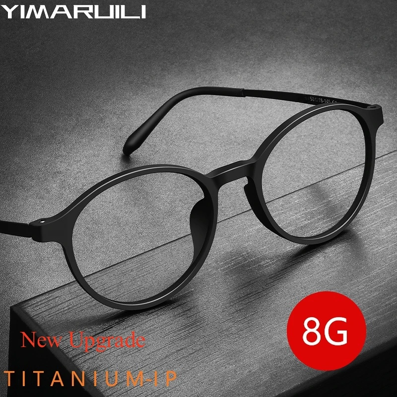 YIMARUILI Ultra-light Retro Round Titanium Alloy Eyeglasses Frame Men and Women Flexible TR90 Optical Prescription Glasses 3050 - Image 2
