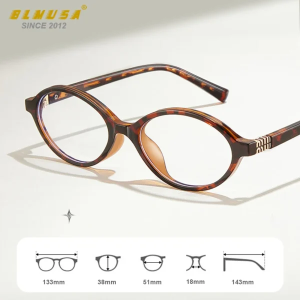 BLMUSA Retro Anti Blue Ray Photochromic Myopia Glasses Women Oval Small Frames Prescription Glasses Pop Classic Reading Glasses - Image 6
