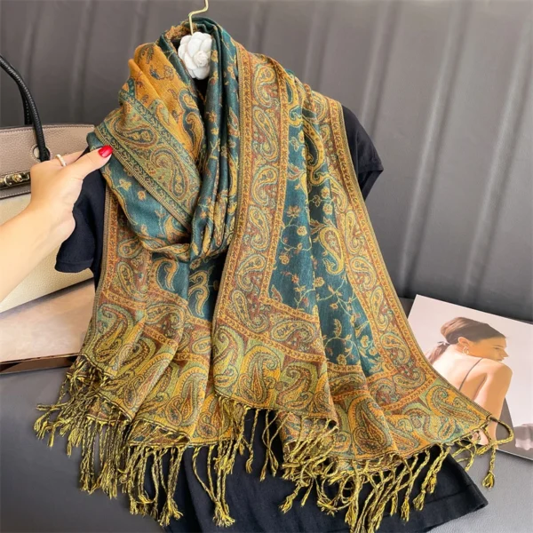 Bohemia Pashmina Hijab Scarf Long Muslim Cashmere Shawl Female Foulard Soft Turban Head Wraps For Women Headband Luxury Brand - Image 2
