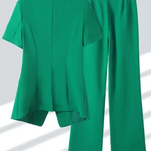 Office Fashion Elegant Short Sleeved Suit Jacket for Women Short Sleeve Thin Style High End Professional 2025 New Pants Set