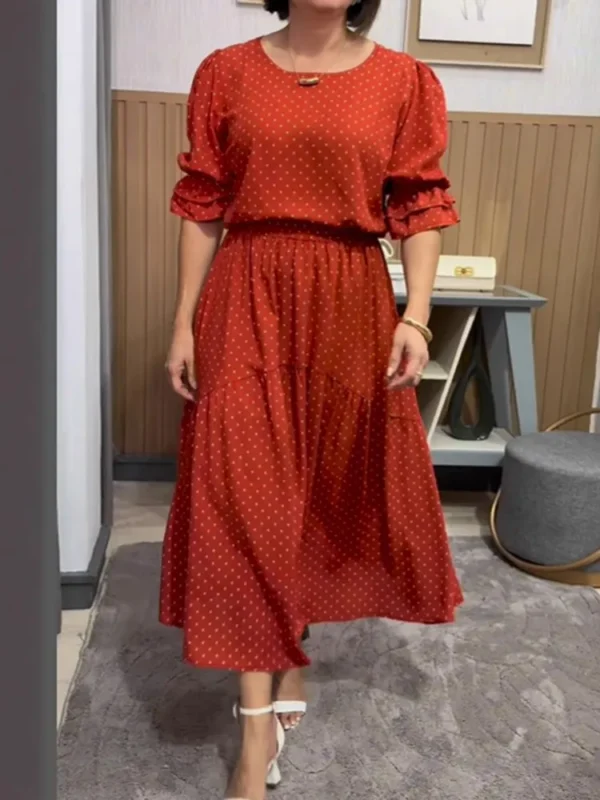 Two Piece Set Plus Size Clothes Summer Autumn O-Neck 3/4 Sleeve Top And Maxi Skirt Women Sets Streetwear Office Lady Suit - Image 2