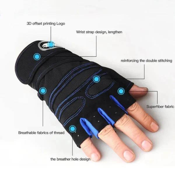 Gym Gloves for Women Men Fitness Weight Lifting Wristband Gloves Body Building Training Sports Exercise Cycling Glove Shockproof - Image 4