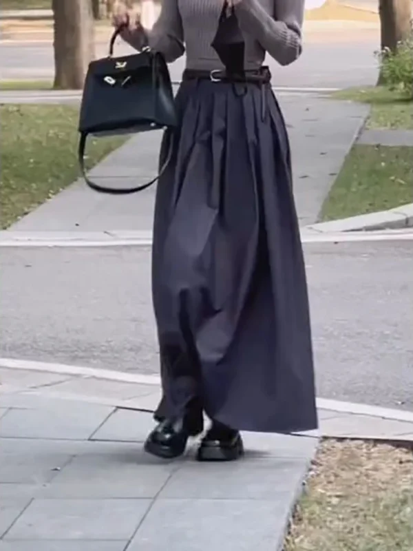 Skirts Women Spring Pleated Floor Length Solid Simple Classic Graceful Popular Newly Young Stylish Cool Korean Style Hot Sale - Image 6