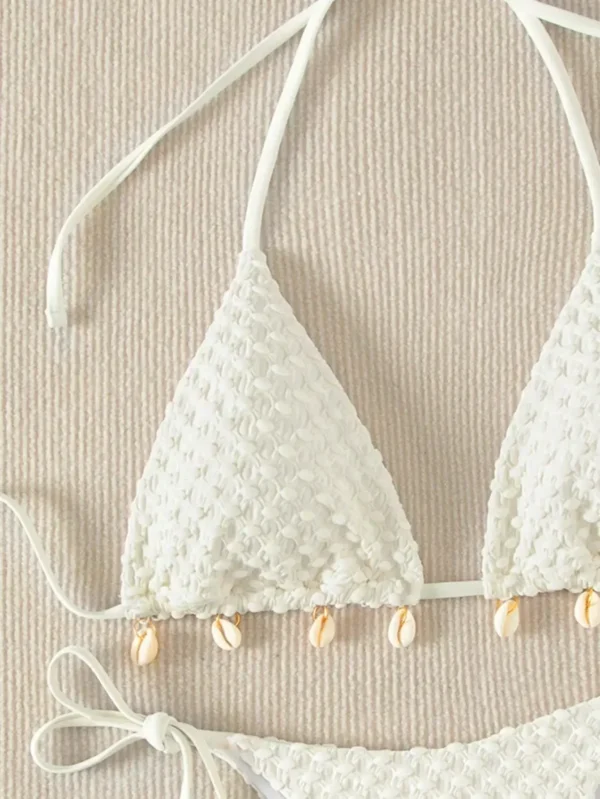 Bikini Set Shell Designer Swimsuit 2025 White Black Push Up Micro Bikinis Summer Bathing Suit Tie Side Triangle Swimwear - Image 5
