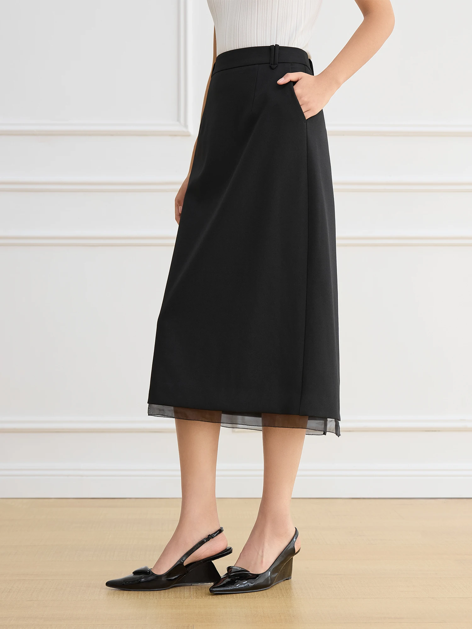 FSLE French Hepburn Style Straight Long Elegant Skirt for Women 2025 Spring New Design All-match Skirt Office Lady 25FS11072 - Image 3