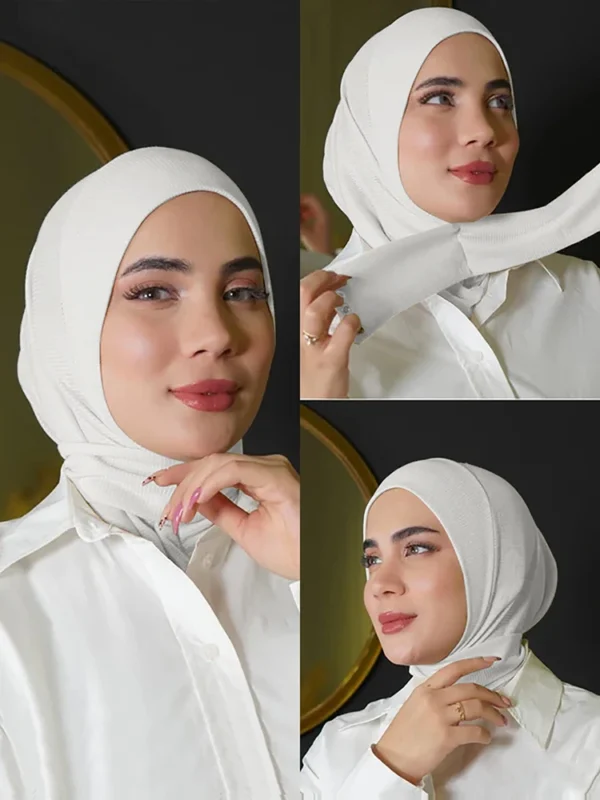 1PCS Thin Inner Hijab Women Plain Instant Turban，Threaded Texture Fabric