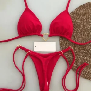 Sexy Halter Solid color Bikini Set Women's Swimsuit Two-piece Triangle Thong Swimwear Bathing Suit Brazilian Biquinis