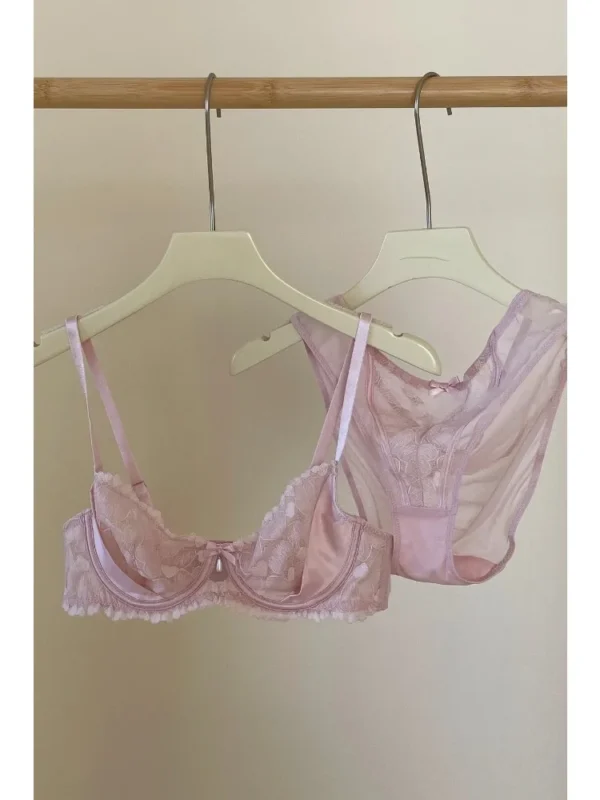 French Lace Slimming Lingerie Set Sexy Push Up Bra & Panty Light Luxury Thin Steel Rings YUQI Sexy Push Up Tummy Control Set - Image 3