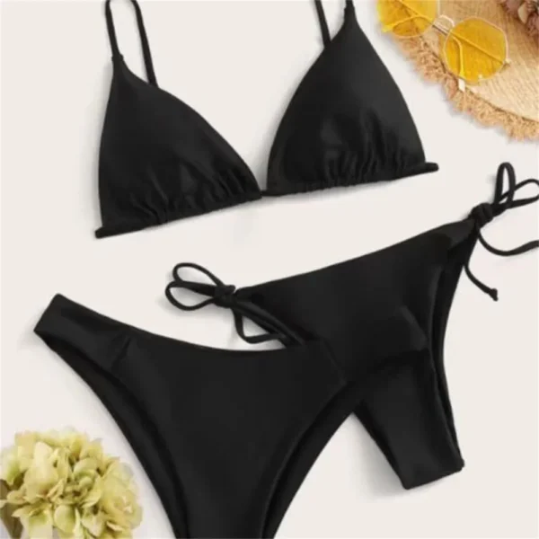Black Bikini Extreme Swimsuit Triangle  String Swimwear 3Piece Bikinis Set Women Bathing Suit Beach Tangas Biquinis Feminino - Image 3