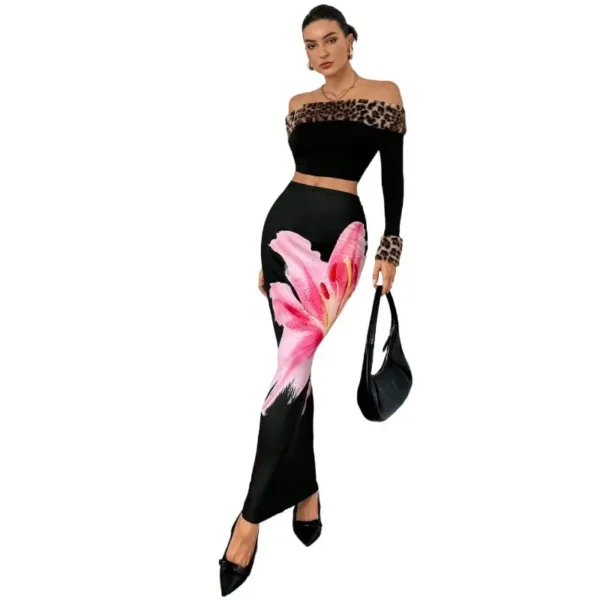 Fashion New Summer Long Flower Skirt Faldas Largas Sexy Knit Pencil Skirts Womens Jupe Longue Bohemian Saia Longa Long Skirt - Image 3