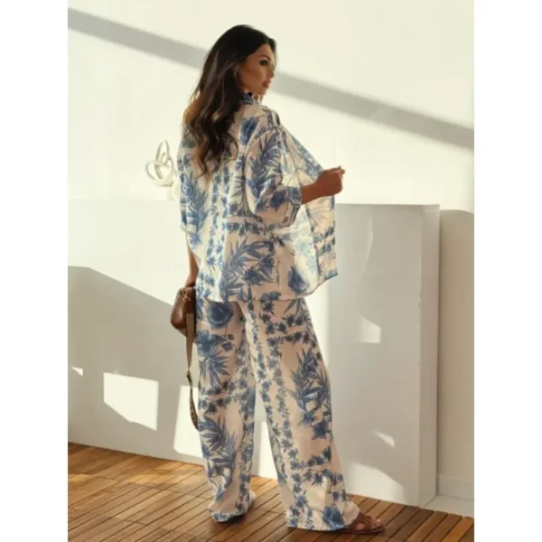 Plus Size New Women's Long sleeve Coat & Long Pants Sets Ladies Casual Set Fashion Elegant Print Party Woman 2 Piece Set Outfit - Image 2