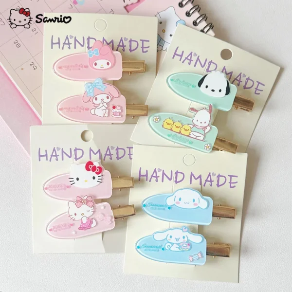 Sanrio side clips, Cinnamoroll, Kuromi, Hello Kitty and Pompompurin transparent hairpins -cute kawaii cartoon character hairpins - Image 2