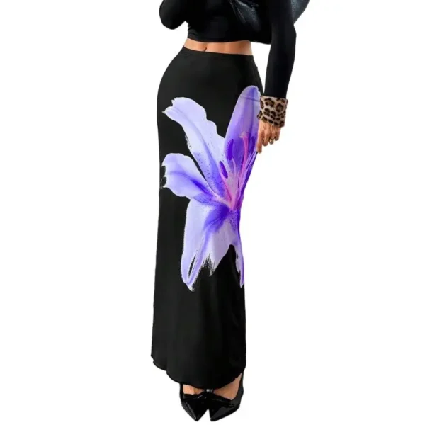 Fashion New Summer Long Flower Skirt Faldas Largas Sexy Knit Pencil Skirts Womens Jupe Longue Bohemian Saia Longa Long Skirt - Image 4