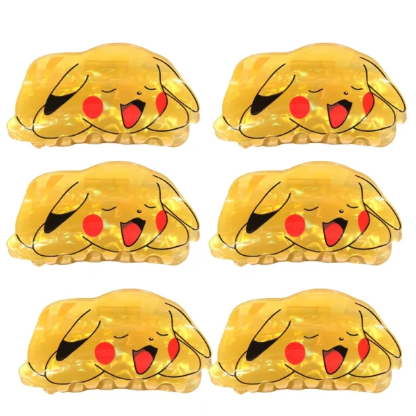 1pc/6pcs pocket monsters Pokemon Pikachu Lightning Element Cute Hair Clip Hair Claw Suitable For Thick Hair