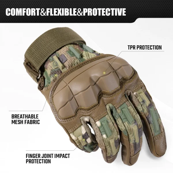 Touch Screen Cycling Gloves PU Leather Tactical Airsoft Hunting Shooting Hiking Bicycle Outdoor Sport Riding Bike Protective Men - Image 3