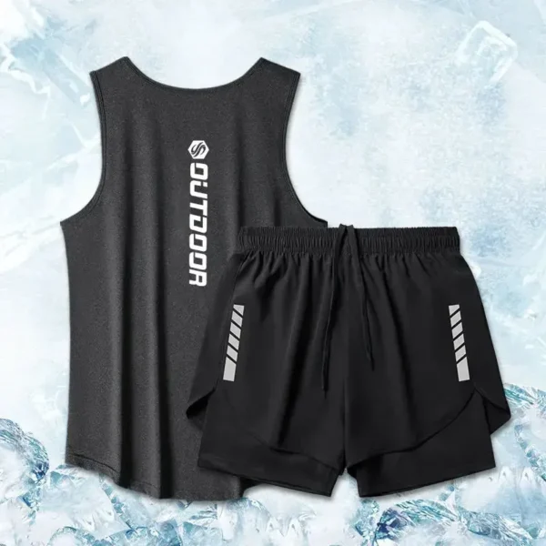 Sport Suits Men Summer Thin Quick Drying Vest+shorts Man's Set Fitness Running Suit Two-piece Set Mesh Ventilation Tracksuit - Image 2
