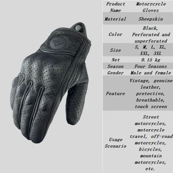 Motorcycle Gloves Men Women Moto Leather Cycling Glove Motorbike ATV Motor S 3XL Bicycle Protection Four Seasons Spring Autumn - Image 4