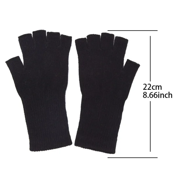 Long Gloves Black Fingerless Knitted Gloves for Men Women Warm Stretch Elastic Fashion Winter Outdoor Mitten Cycling Accessories - Image 2
