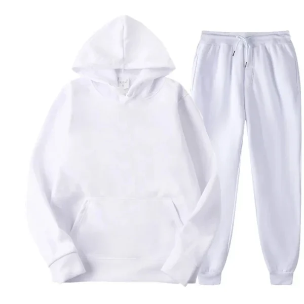 Men's Autumn and Winter New Solid Color Hoodie+pants Two-piece Set Fashionable Casual Sports Set Size S-3XL - Image 2