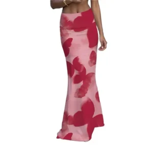 Fashion Butterfly Printed Skirts Womens 2025 Long Skirts For Women Summer Ladies Jupe Bodycon Knit Hip Skirt Beach Saia