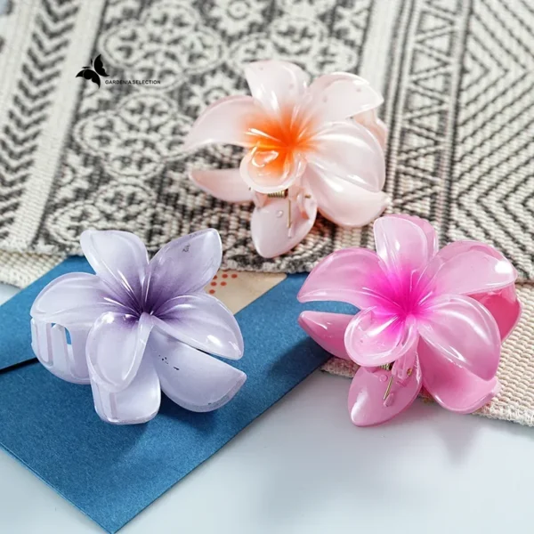 8CM Oversized Flower Acrylic Hair Clip Gradient Pattern Women's Sweet Hair Beach Resort Claw Crab Clip Hairpin Headgear - Image 5