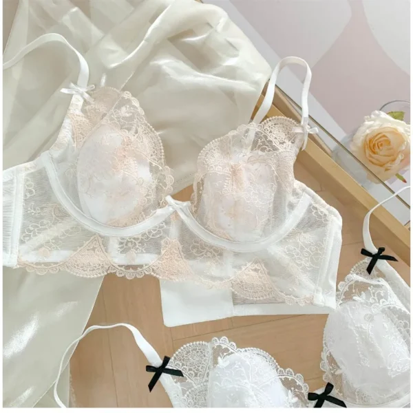 MOYISU French Maid Lace Lingerie Panty & Set Women Wirefree Minimizer Support Spring Ultra Thin Bra for Full Chest Bunny Ears - Image 6