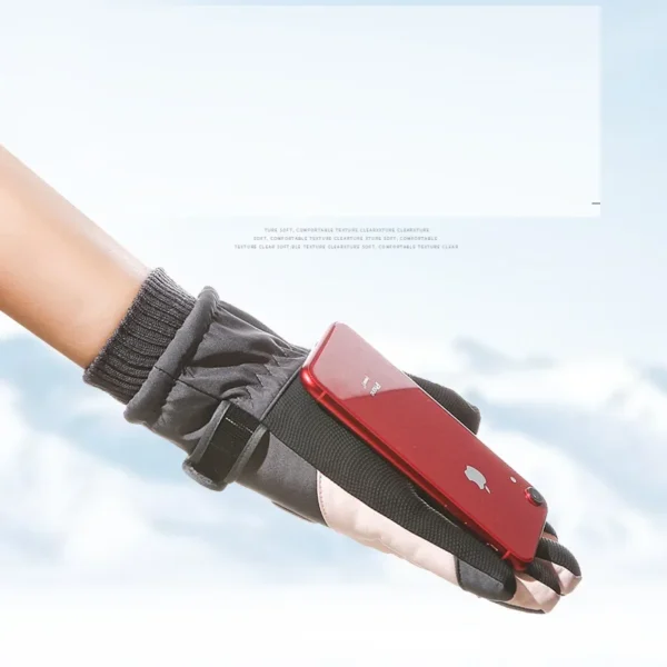 Winter Unisex Snowboard Ski Gloves PU Leather Non-slip Touch Screen Waterproof Motorcycle Cycling Fleece Warm Snow Gloves - Image 3
