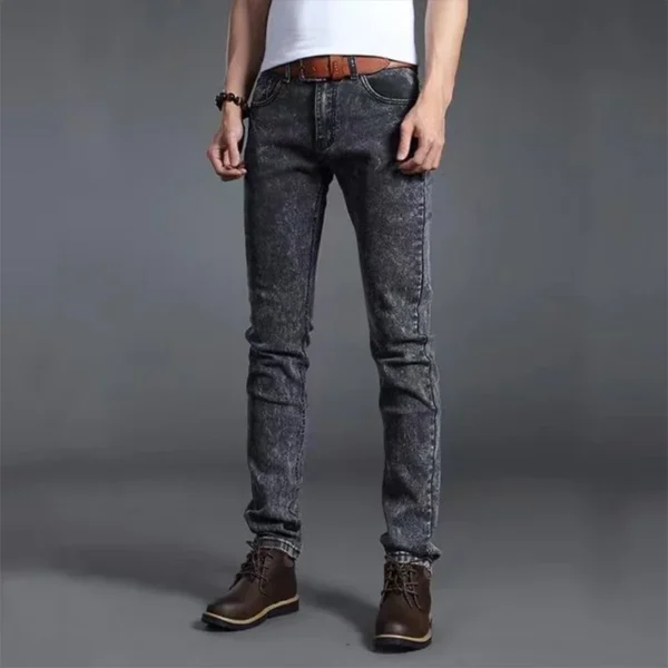 Men New Fashion Black Blue Denim Jeans Men Slim Fit Denim Pants Cotton Stretch Trousers Classic Daily Pencil Pants - Image 3