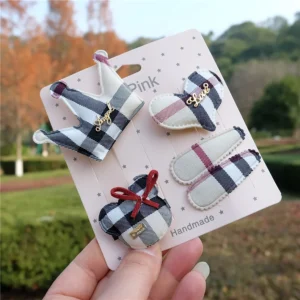 Plaid Hair Clips Set For Baby Girls Cartoon Animal Hairpins Kids Crown Hair Accessories Children Bows Barrettes Princess New